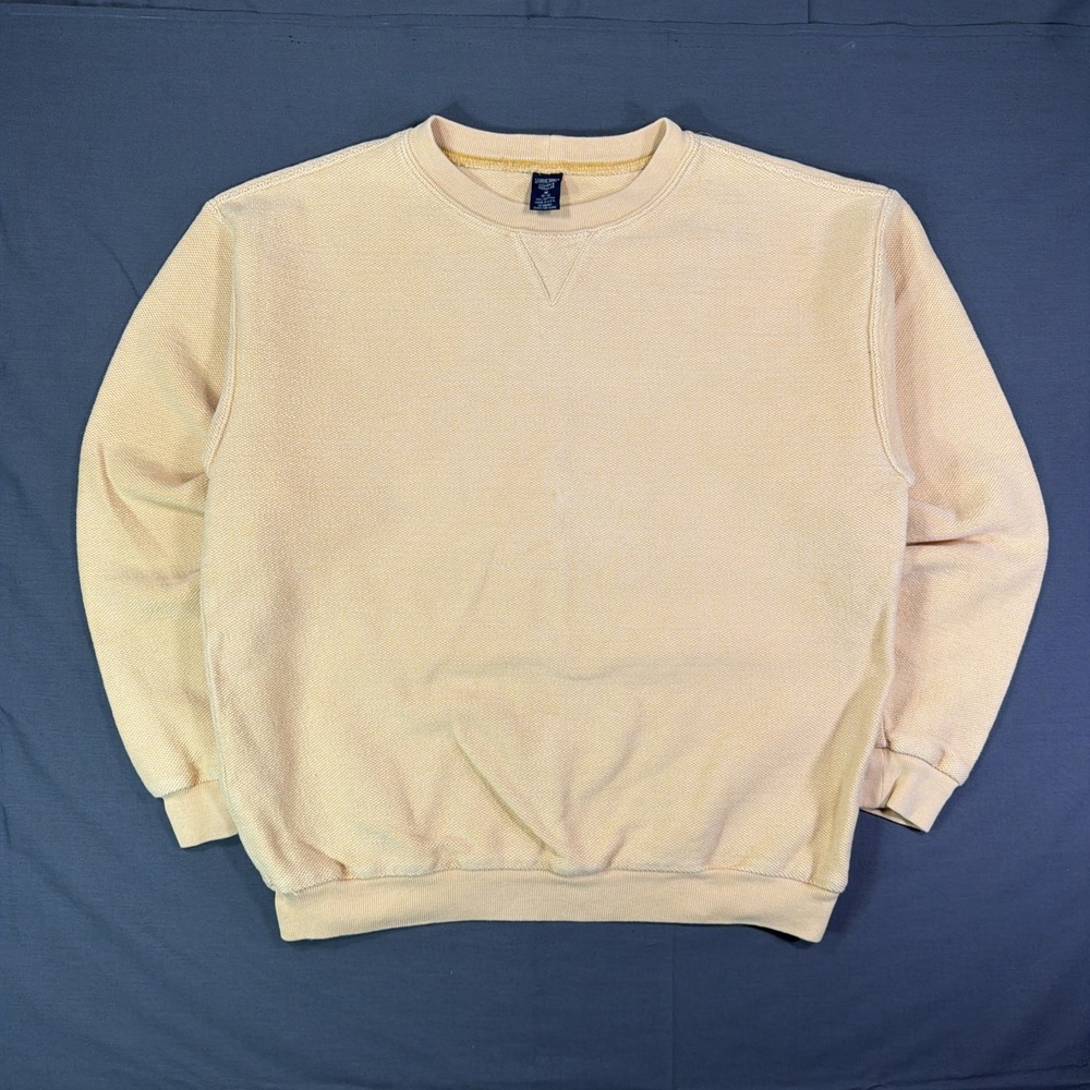 Vintage 90s Lands End Pastel Yellow Sweatshirt Women's Medium Knit